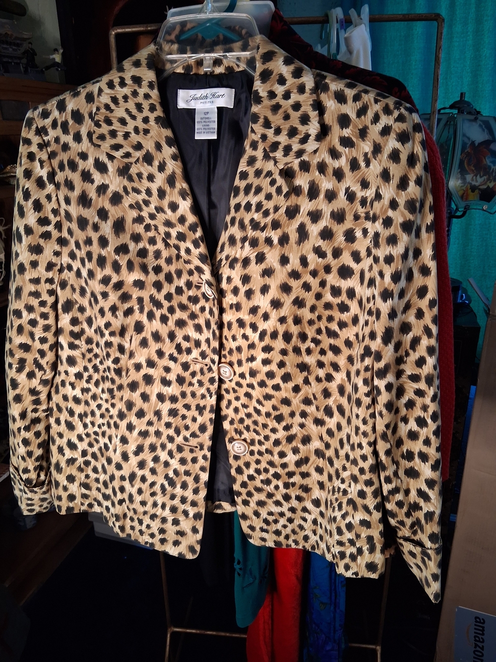 Judith Hart Leopard Print Blazer in Tan & Black